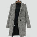 Manteau femme noir à motif pied-de-poule, doublure matelassée