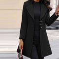 Manteau femme noir chaud à la coupe cintrée