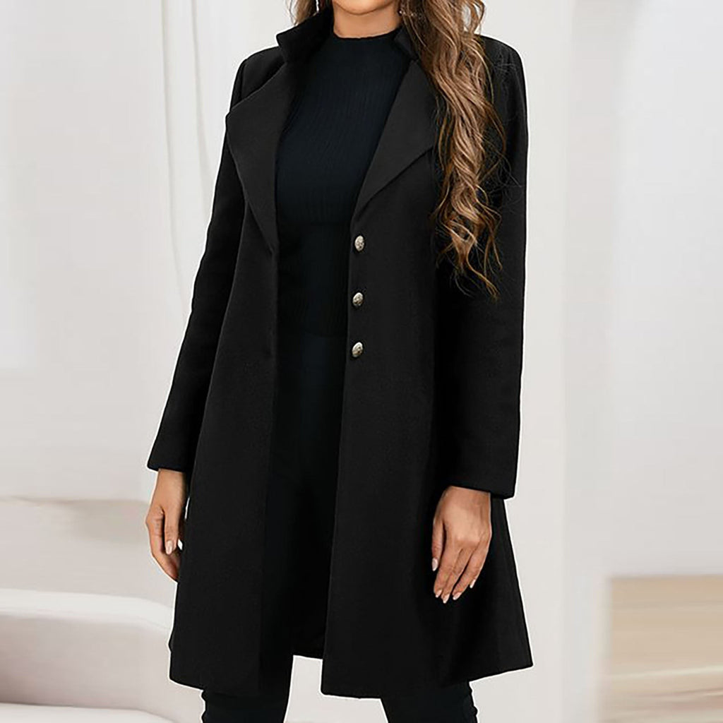 Manteau femme noir chaud à la coupe cintrée