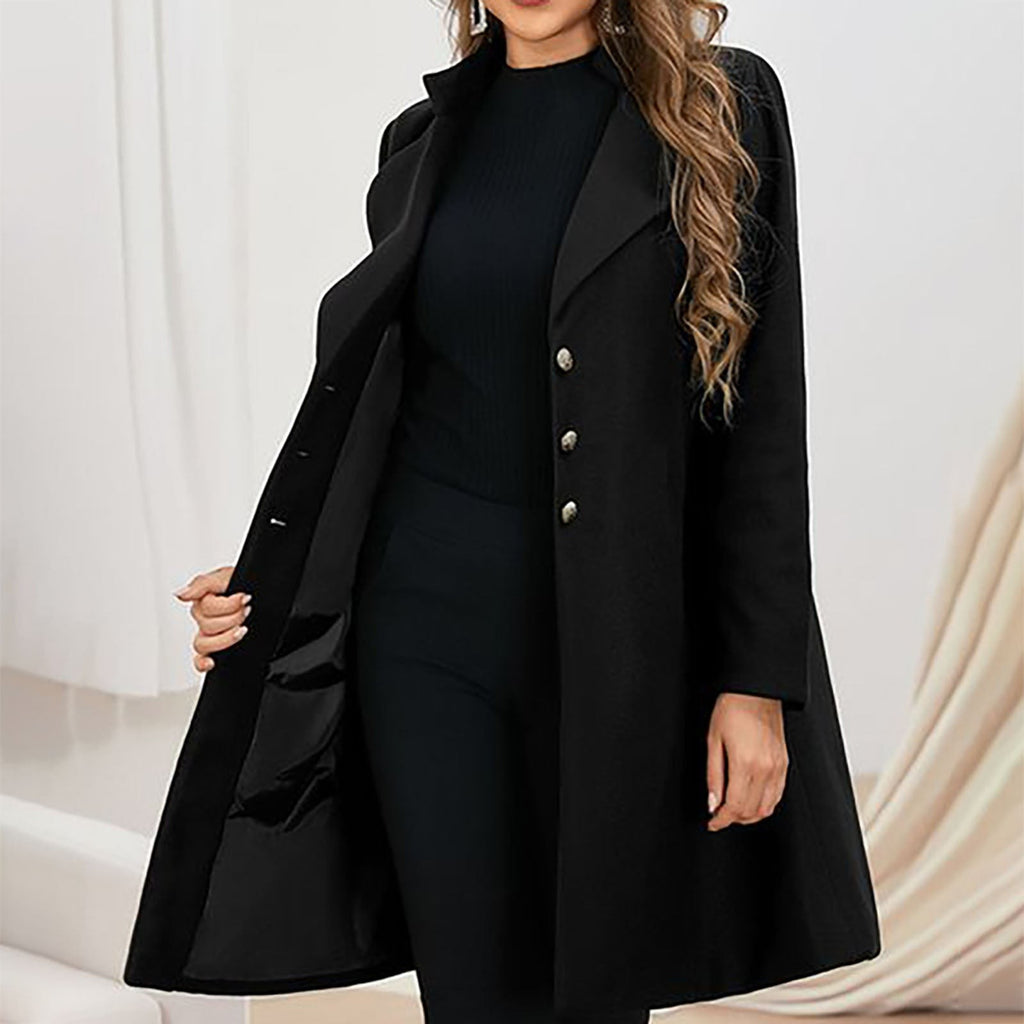 Manteau femme noir chaud à la coupe cintrée