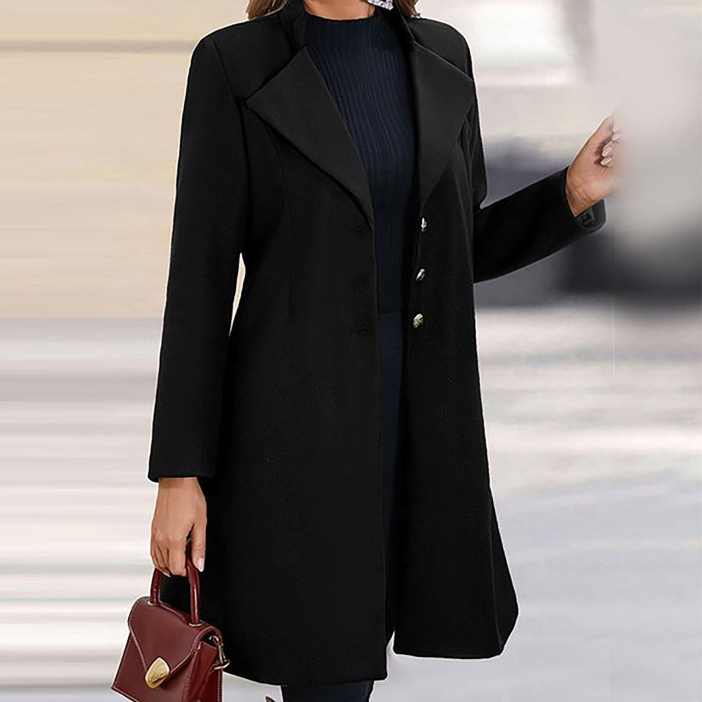 Manteau femme noir chaud à la coupe cintrée