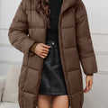 Manteau femme noir, doudoune longue à capuche
