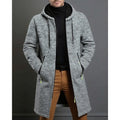 Manteau long à capuche avec fermeture éclair pour homme