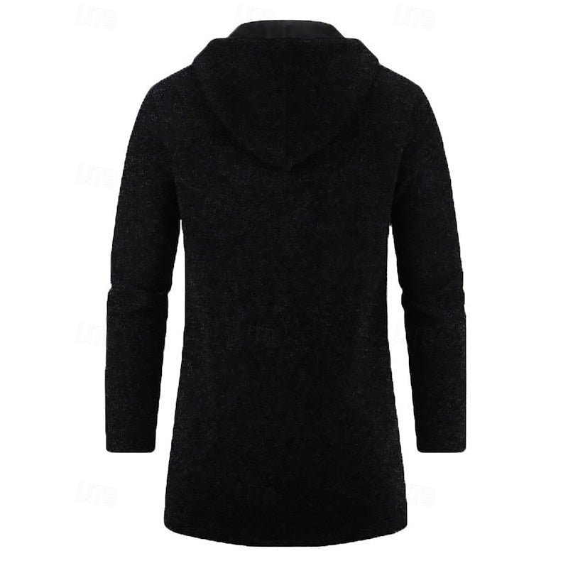 Manteau long à capuche avec fermeture éclair pour homme