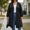 Manteau long à capuche zippé grande taille pour femme, Taille Plus
