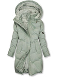 Manteau long d'hiver pour femme, à col revers