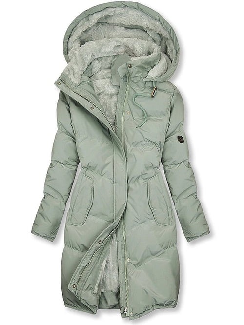 Manteau long d'hiver pour femme, à col revers