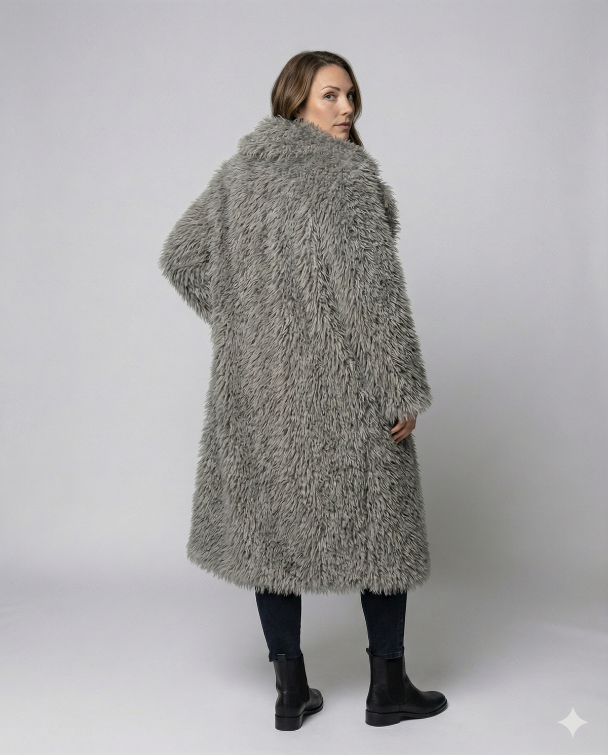 Manteau long en fausse fourrure pour femme, fourrure luxueuse