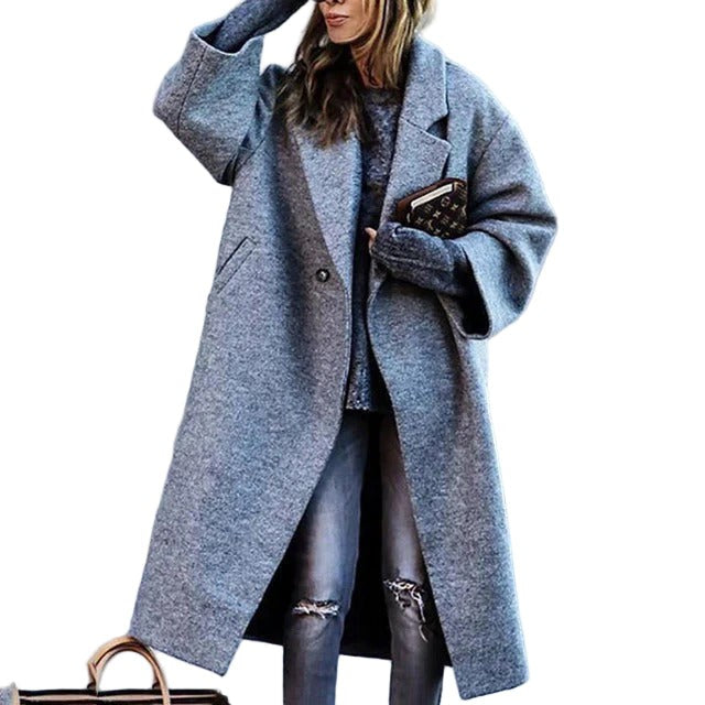 Manteau long en laine mélangée à coupe oversize pour femme