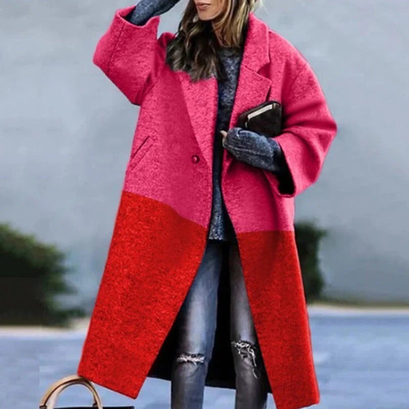 Manteau long en laine mélangée à coupe oversize pour femme
