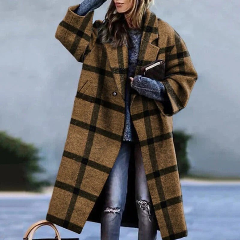Manteau long en laine mélangée à coupe oversize pour femme