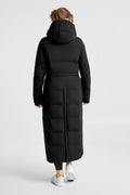 Manteau long matelassé noir pour femme, Veste longue matelassée