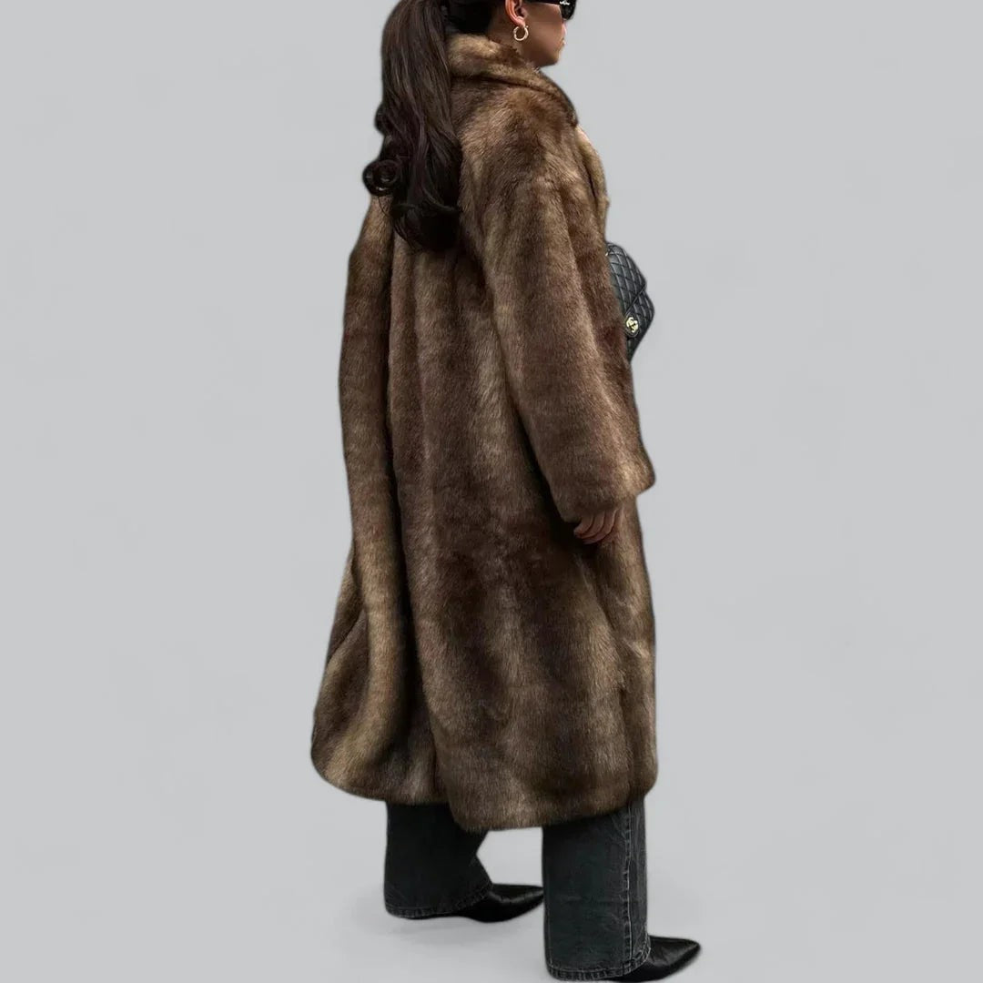 Manteau long oversize en fausse fourrure pour femme, Coupe-vent