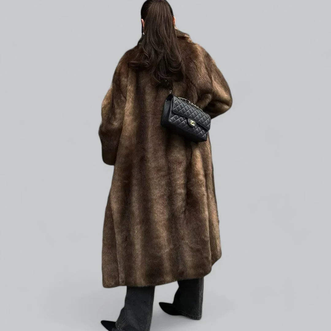 Manteau long oversize en fausse fourrure pour femme, Coupe-vent