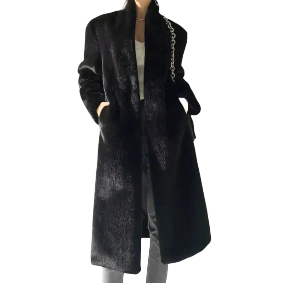 Manteau long oversize en fausse fourrure pour femme