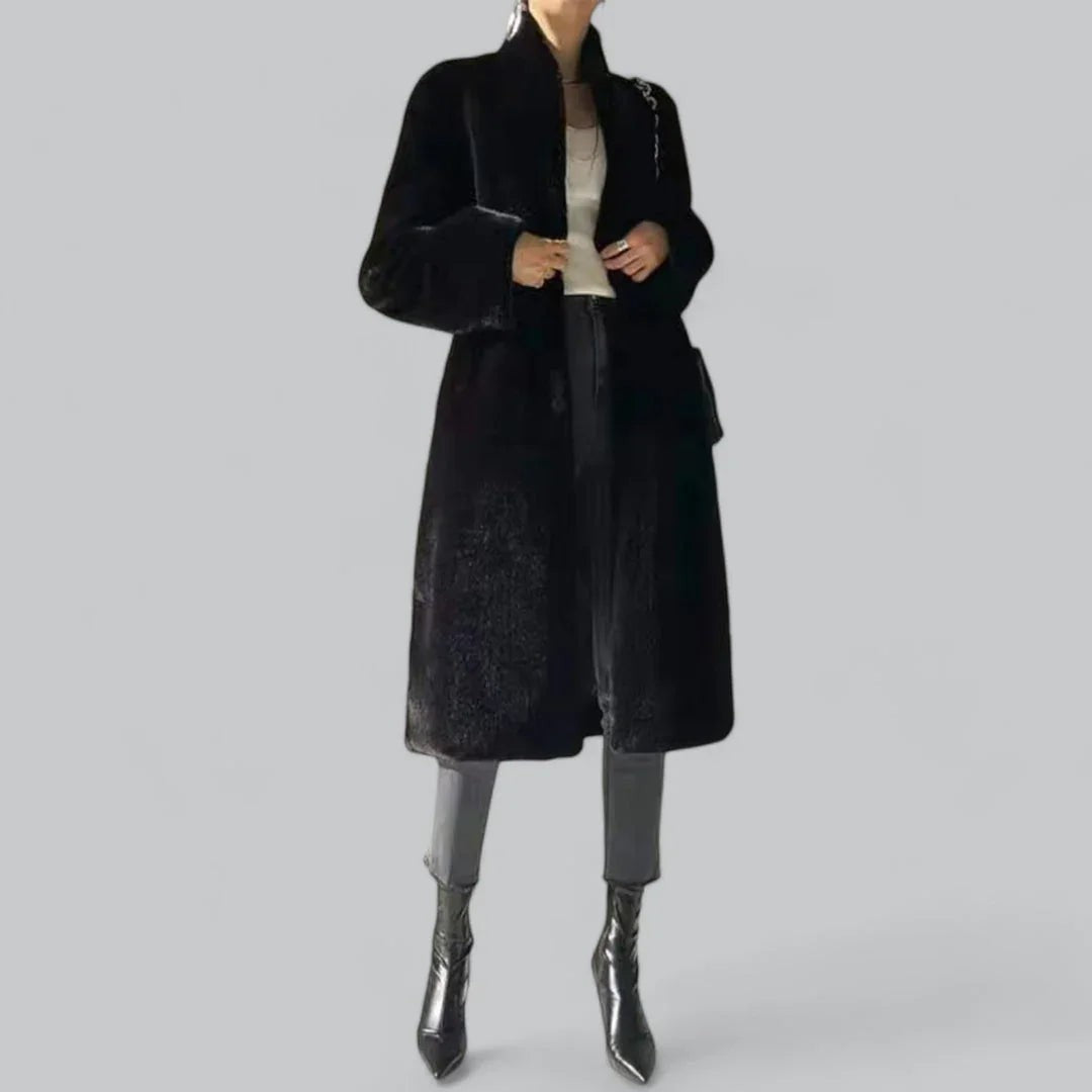Manteau long oversize en fausse fourrure pour femme
