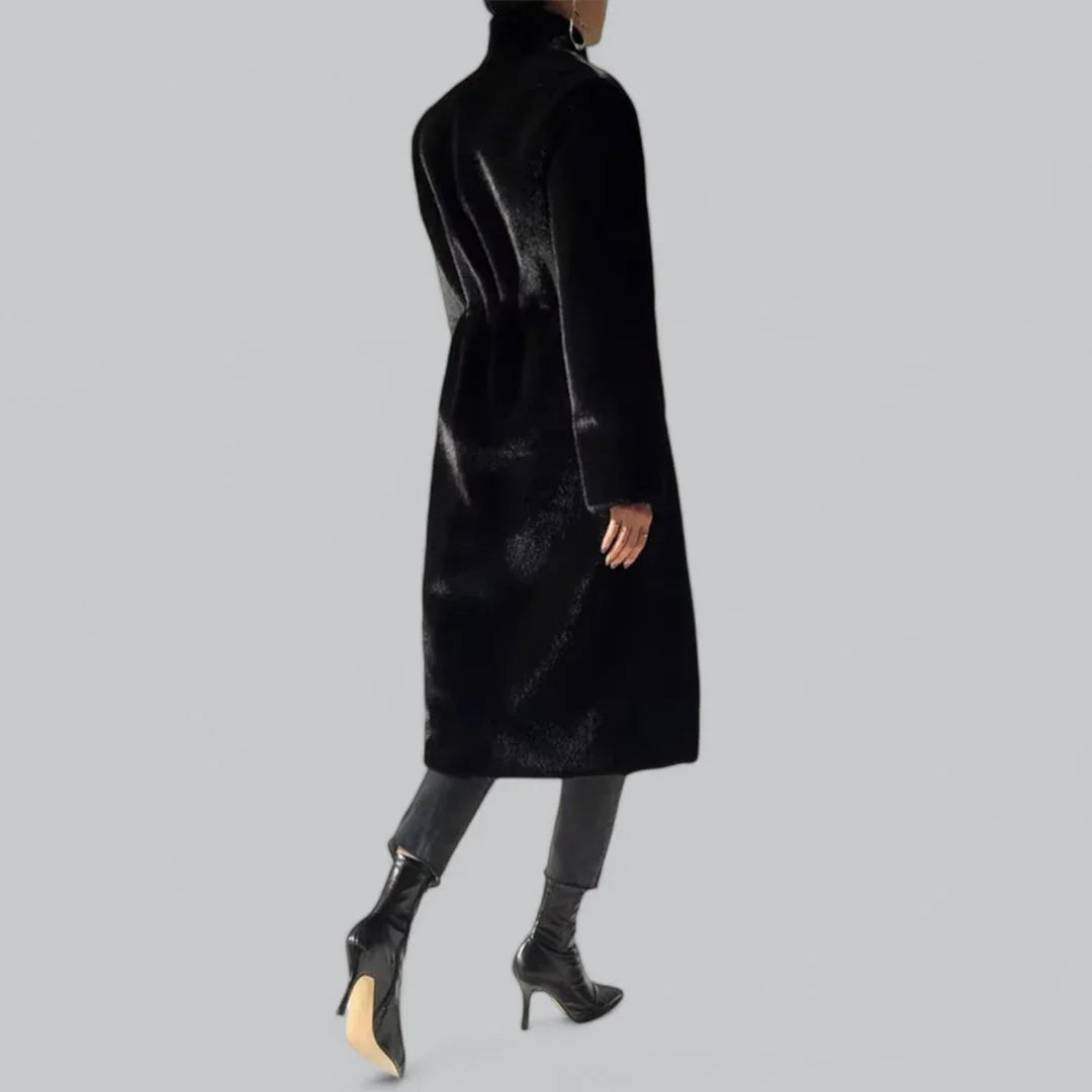 Manteau long oversize en fausse fourrure pour femme