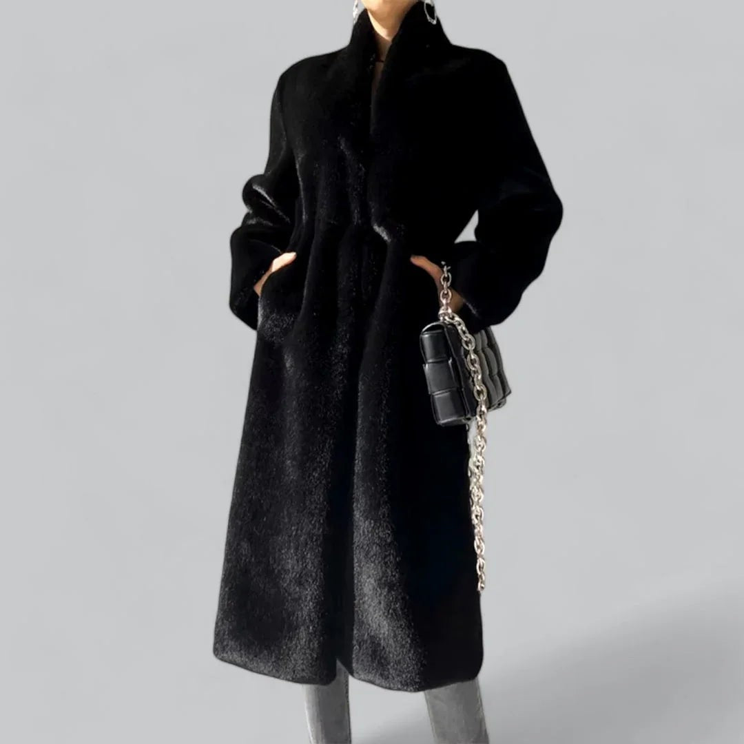 Manteau long oversize en fausse fourrure pour femme