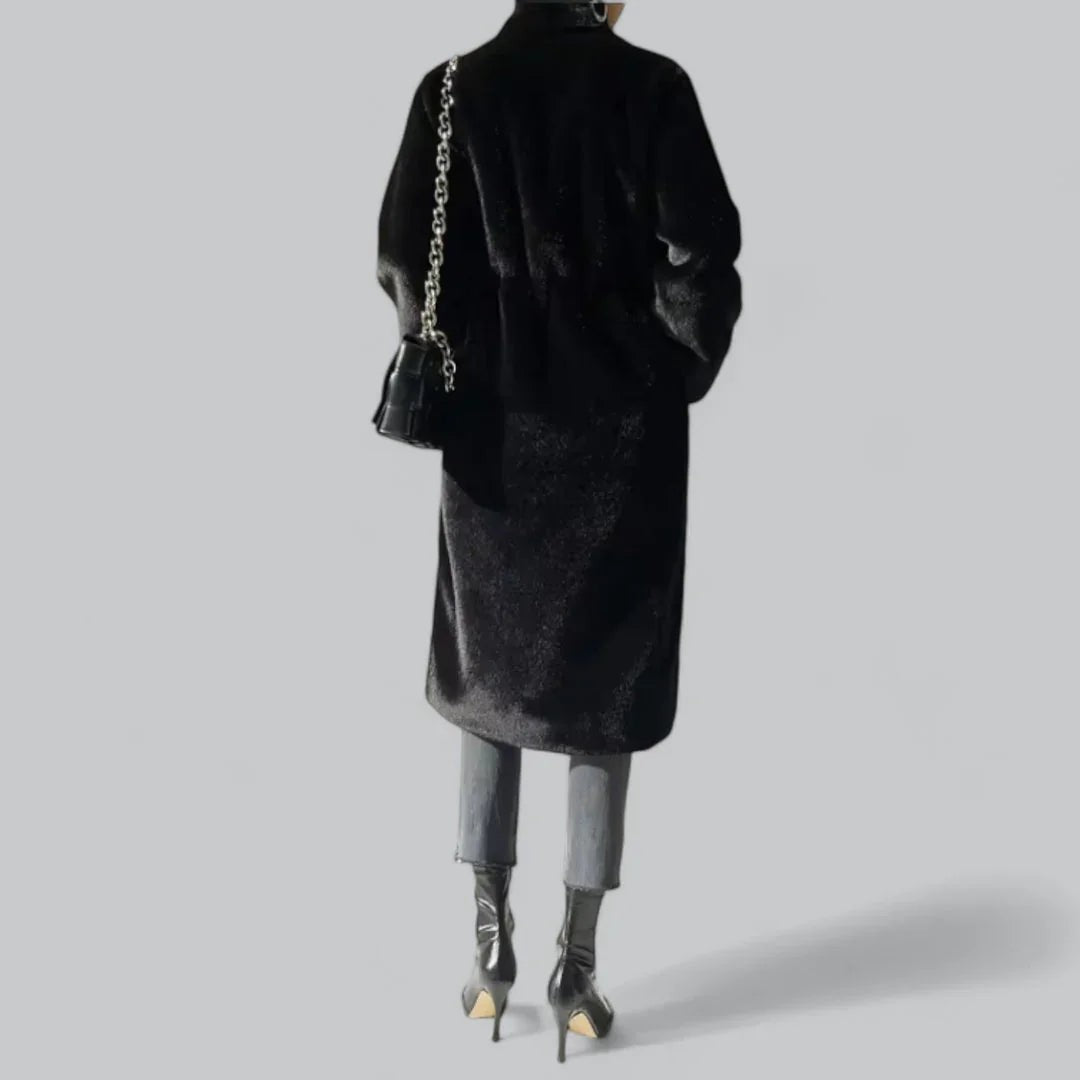 Manteau long oversize en fausse fourrure pour femme