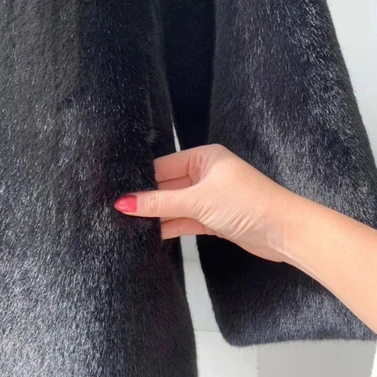 Manteau long oversize en fausse fourrure pour femme