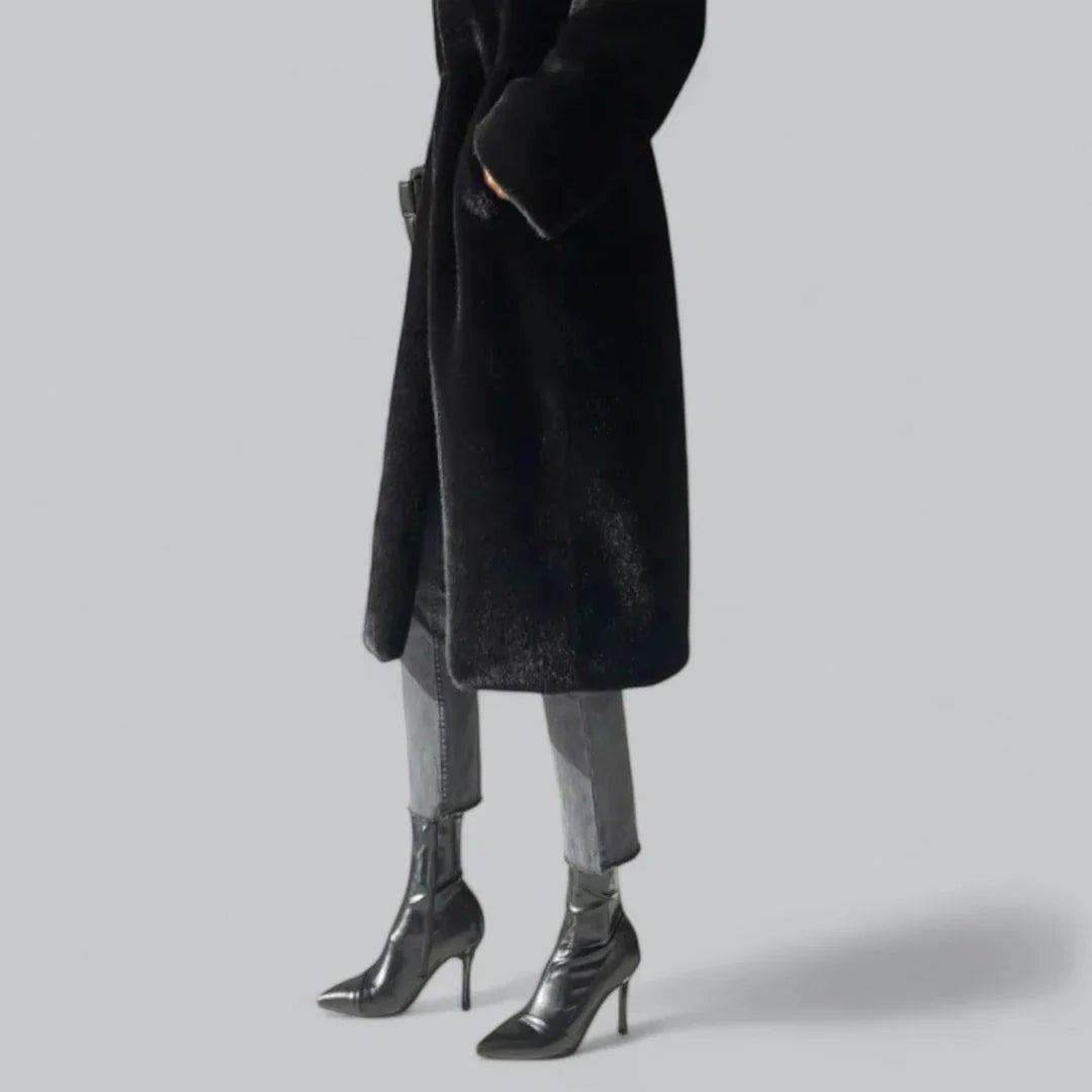 Manteau long oversize en fausse fourrure pour femme