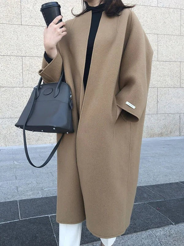 Manteau long oversize en laine pour femme