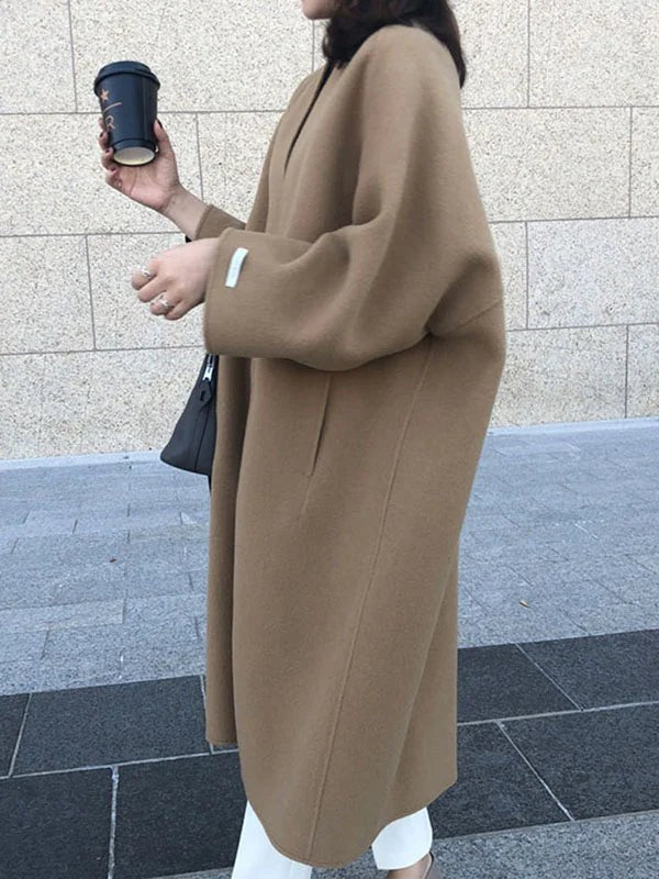 Manteau long oversize en laine pour femme