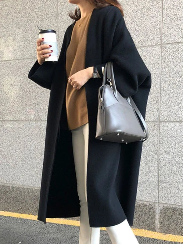Manteau long oversize en laine pour femme