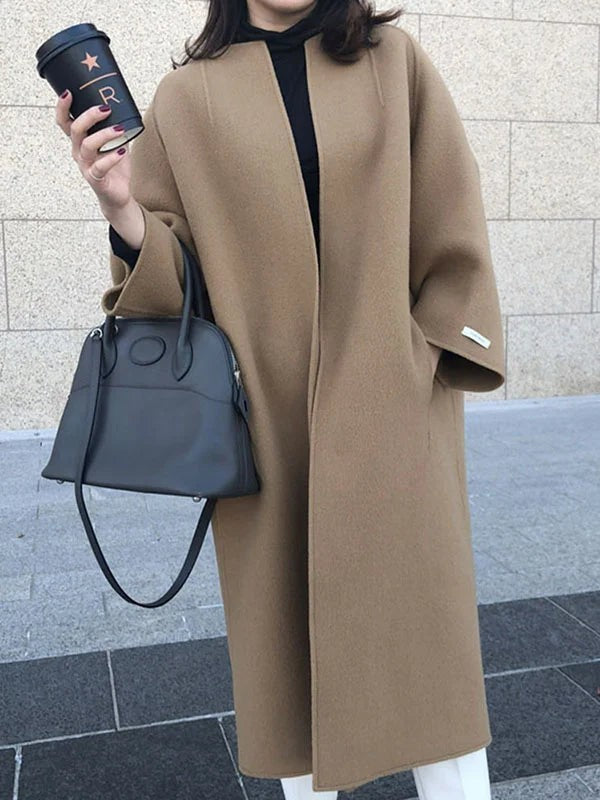 Manteau long oversize en laine pour femme