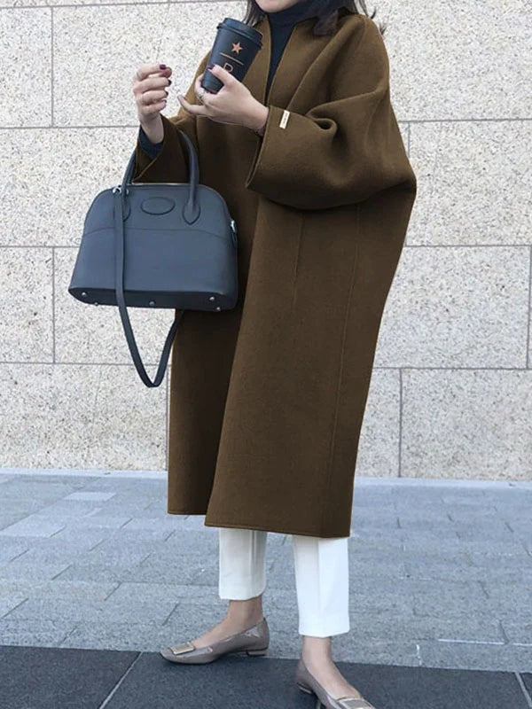Manteau long oversize en laine pour femme