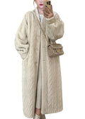 Manteau long oversize pour femme à col en V et boutons, coupe moderne