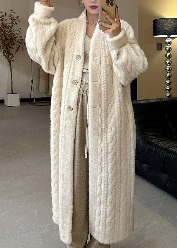 Manteau long oversize pour femme à col en V et boutons, coupe moderne