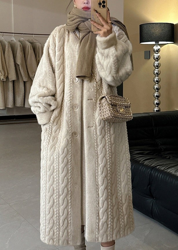Manteau long oversize pour femme à col en V et boutons, coupe moderne