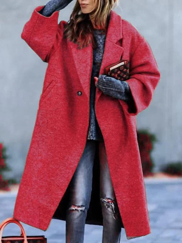 Manteau long oversize pour femme à col revers, Manteau d'hiver