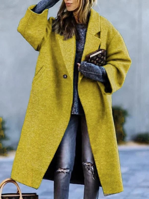Manteau long oversize pour femme à col revers, Manteau d'hiver