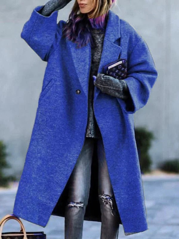 Manteau long oversize pour femme à col revers, Manteau d'hiver