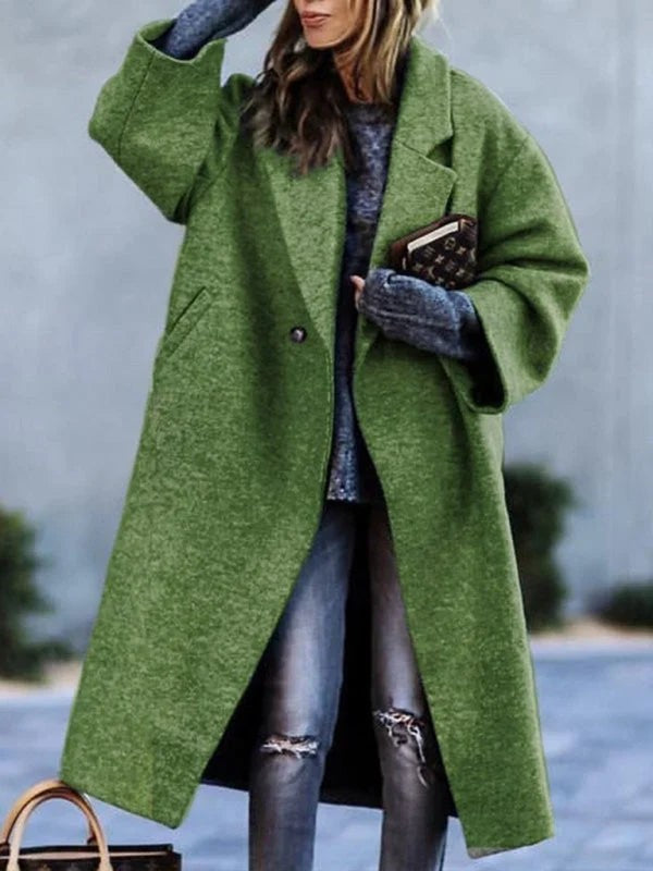 Manteau long oversize pour femme à col revers, Manteau d'hiver