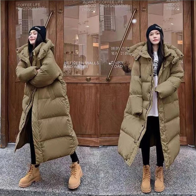 Manteau long oversize pour femme, chaud et coupe-vent