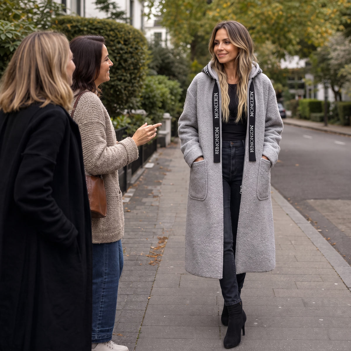 Manteau long zippé à capuche pour femme, coupe oversize