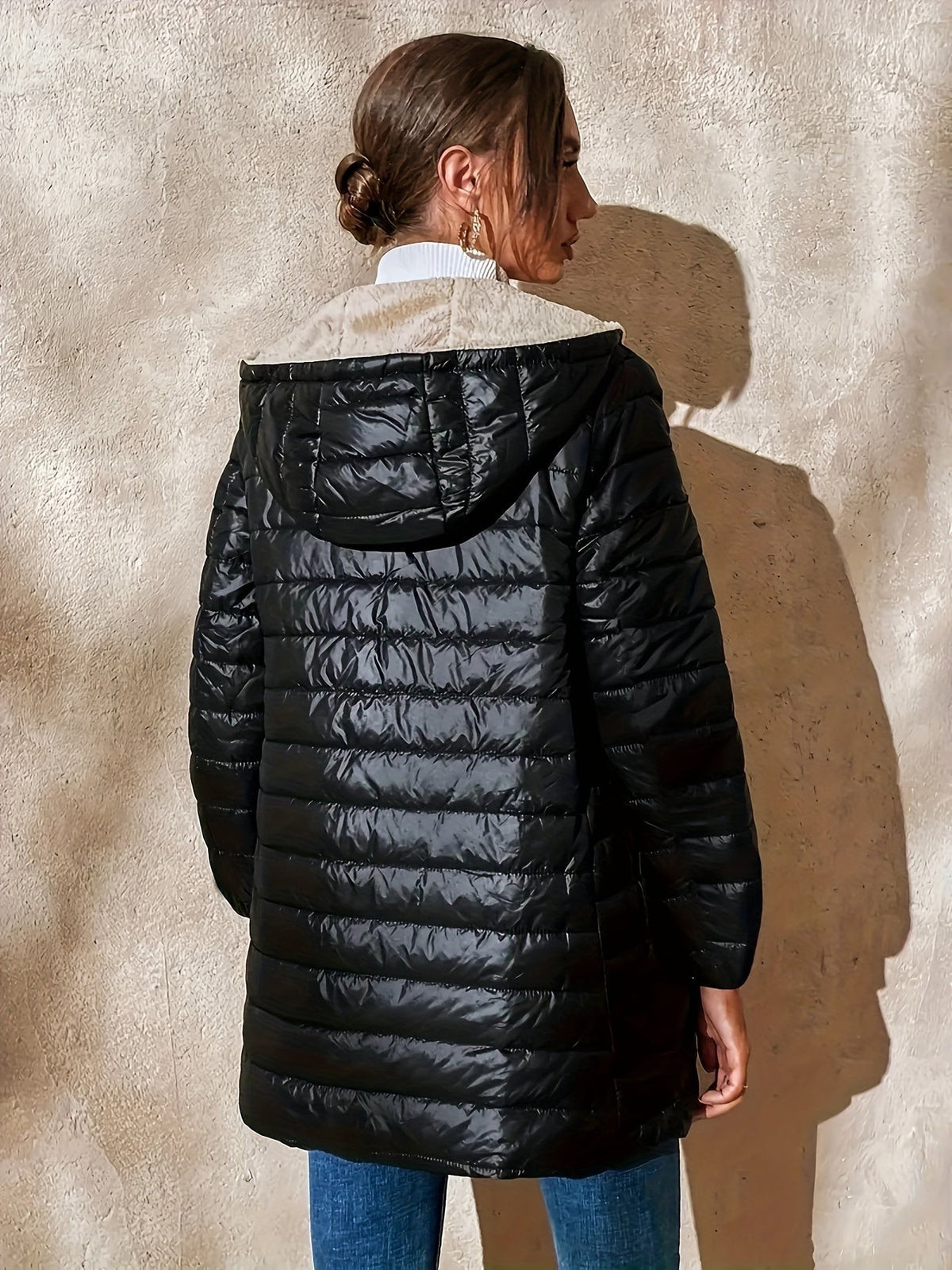 Manteau matelassé long pour femme, Veste longue matelassée