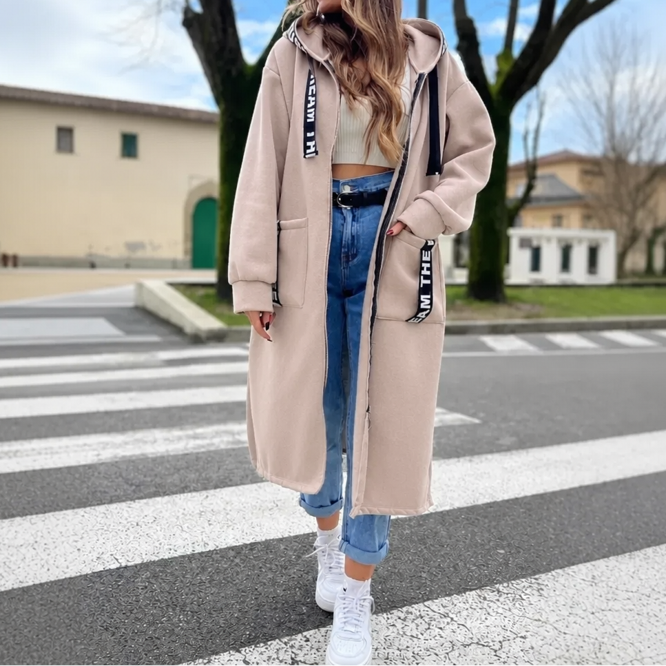Manteau sweat long oversize à capuche pour femme
