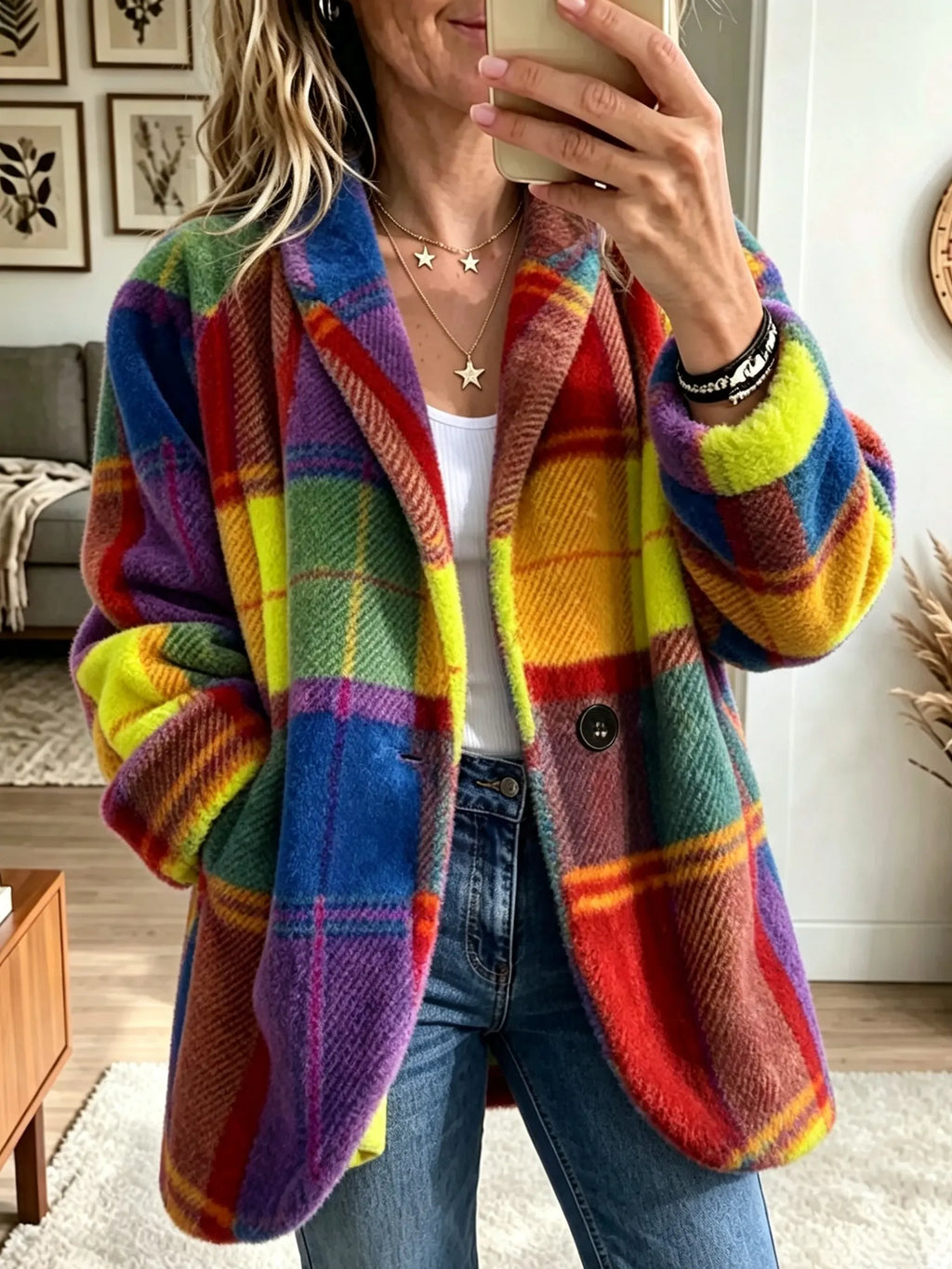 Natálie | Manteau écossais multicolore