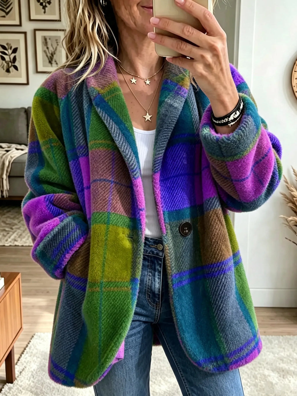 Natálie | Manteau écossais multicolore
