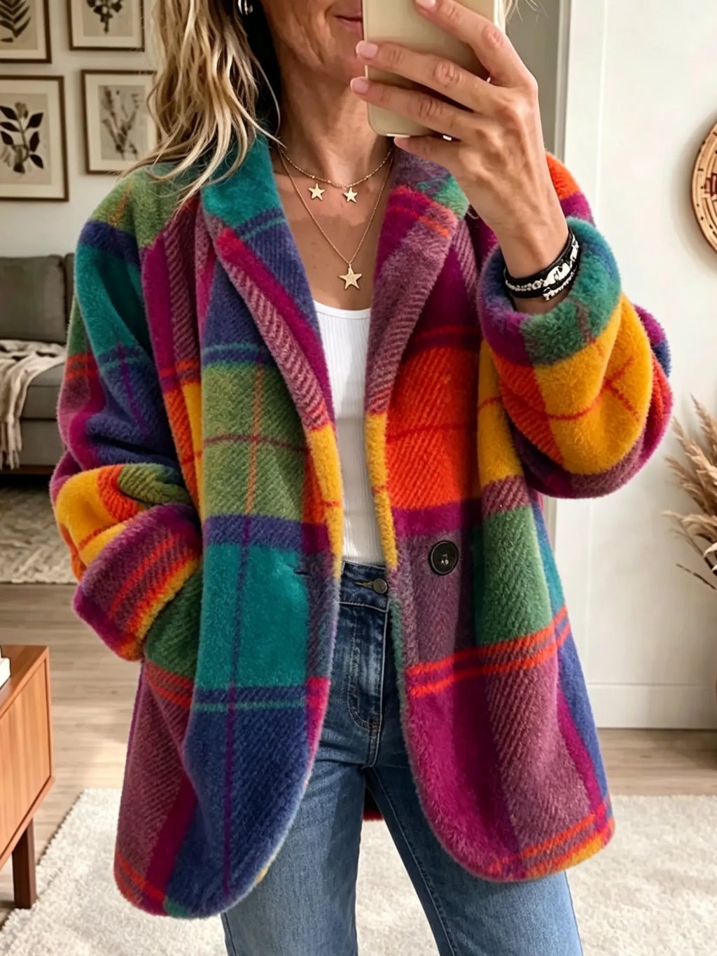 Natálie | Manteau écossais multicolore