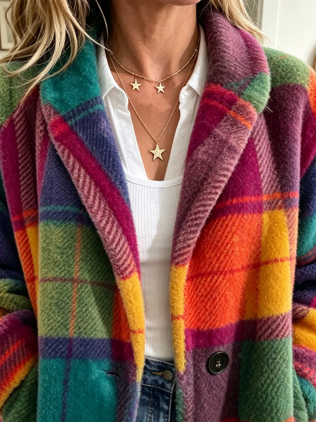 Natálie | Manteau écossais multicolore