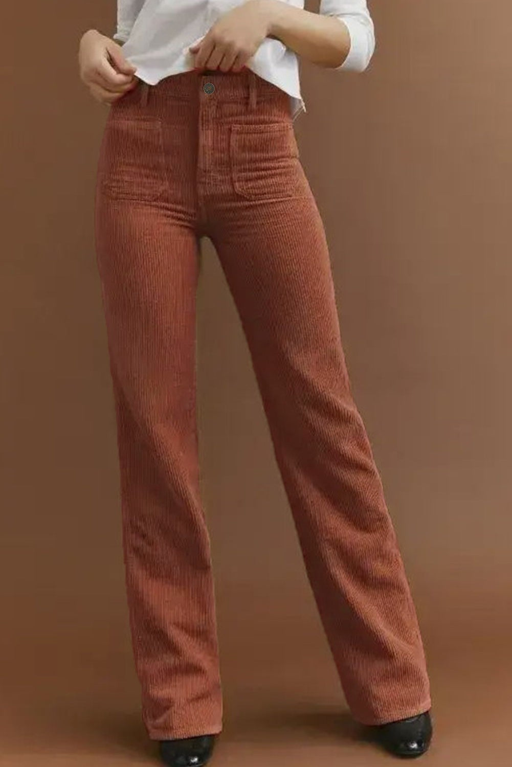 Pantalon cargo femme taille haute, coupe décontractée