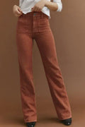 Pantalon cargo femme taille haute, coupe décontractée