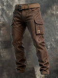 Pantalon cargo homme coupe ajustée et fuselée, poches latérales, patch bull