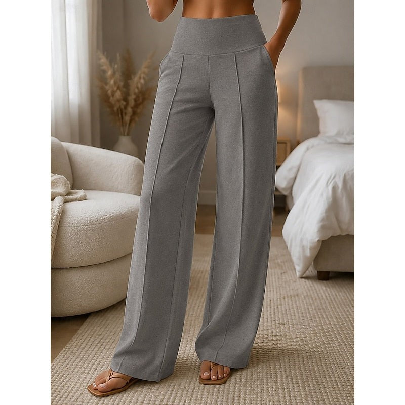Pantalon de jogging femme taille haute jambes larges