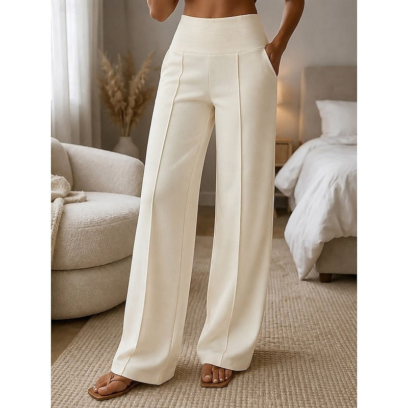 Pantalon de jogging femme taille haute jambes larges